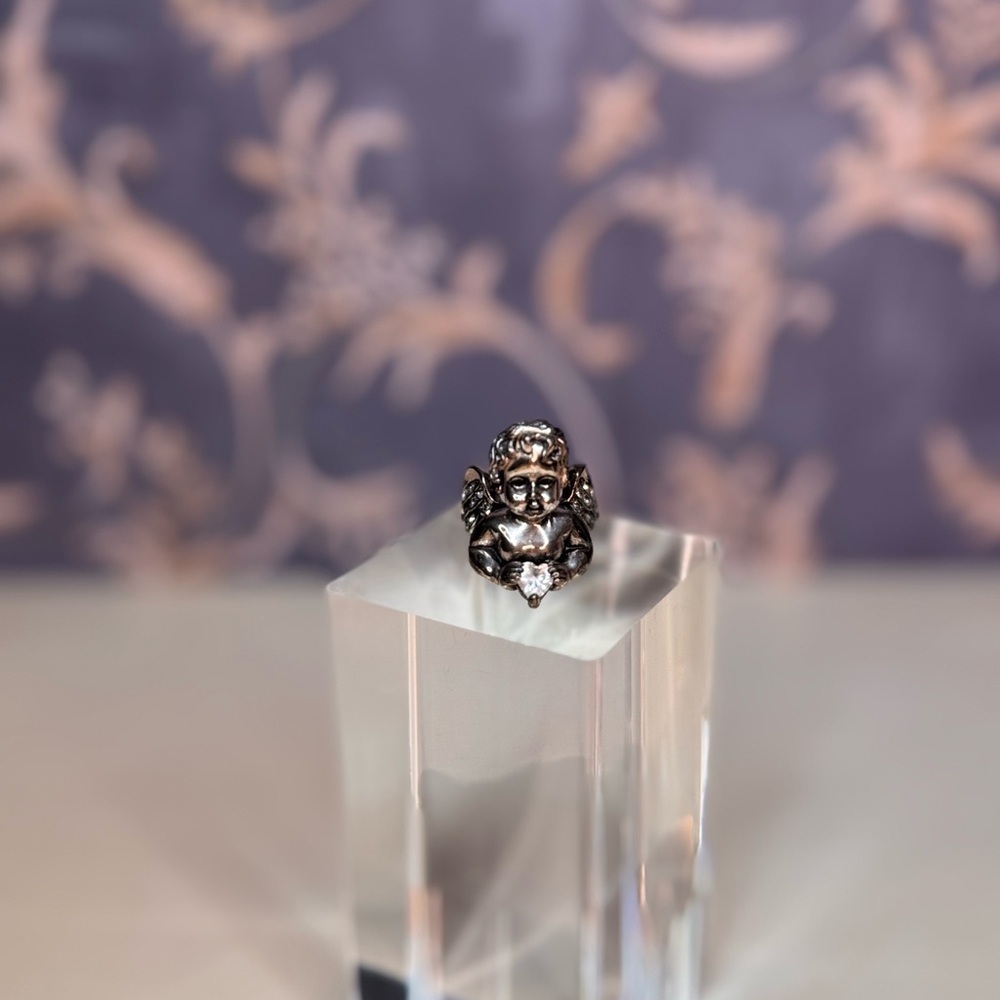 Vintage Estate Silver Toned Angel Ring Size 7 Lot D8 - Picture 7 of 11